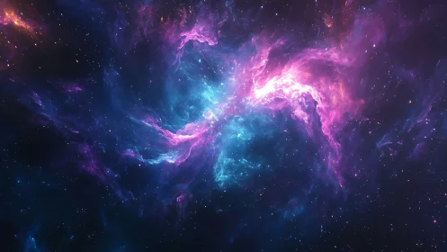Nebula-like interstellar cloud in blue and magenta hues.