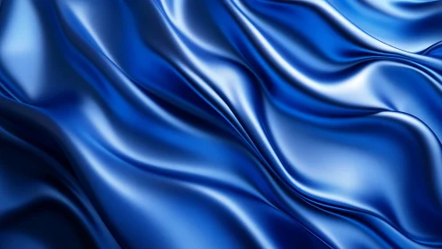 Deep blue satin folds in smooth flowing waves pattern.