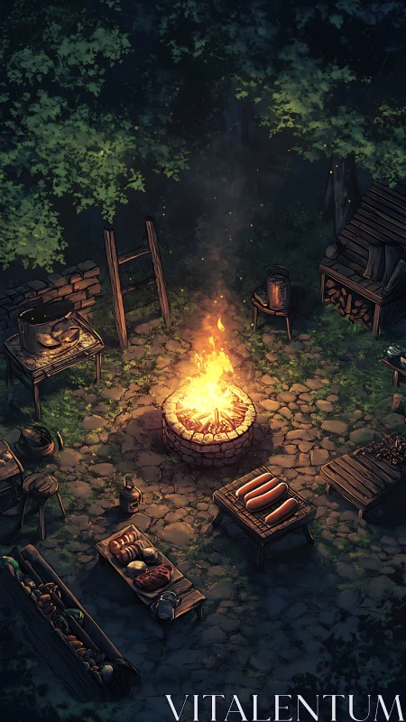 Cozy Campfire Gathering in the Forest.