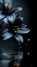 Luminescent Lilies with Golden Stamens Against Atmospheric Darkness