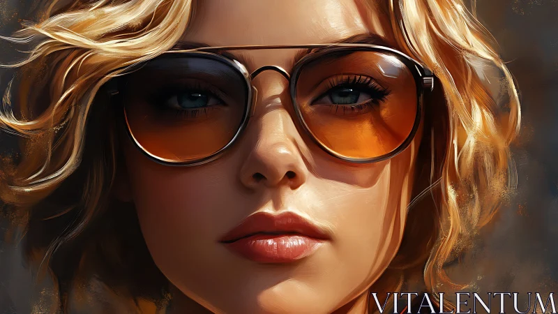 Close-up stylized portrait of woman in tinted sunglasses.