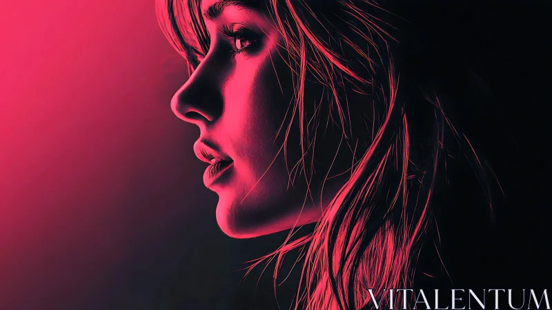 Neon edge profile portrait in high contrast digital painting.