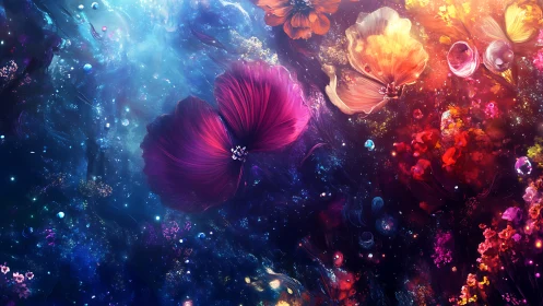 Ethereal Cosmic Flowers: A Digital Garden of Light and Color.