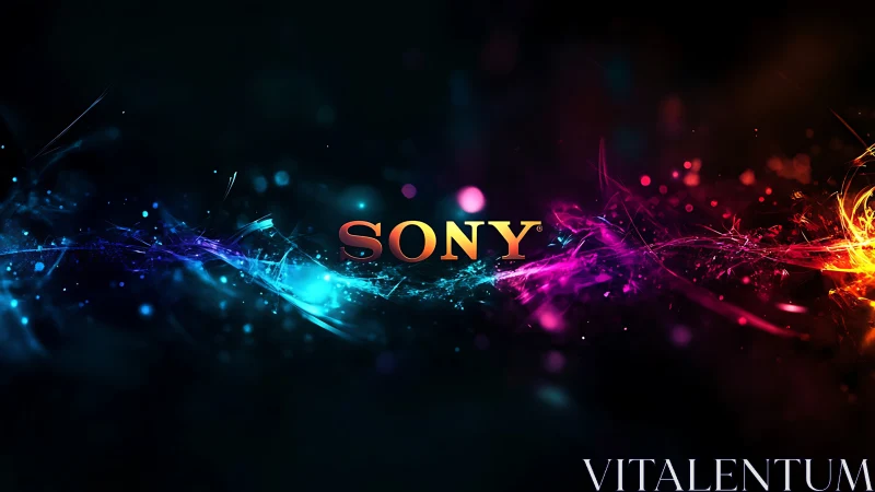 Sony logo glows amid swirling neon energy waves.