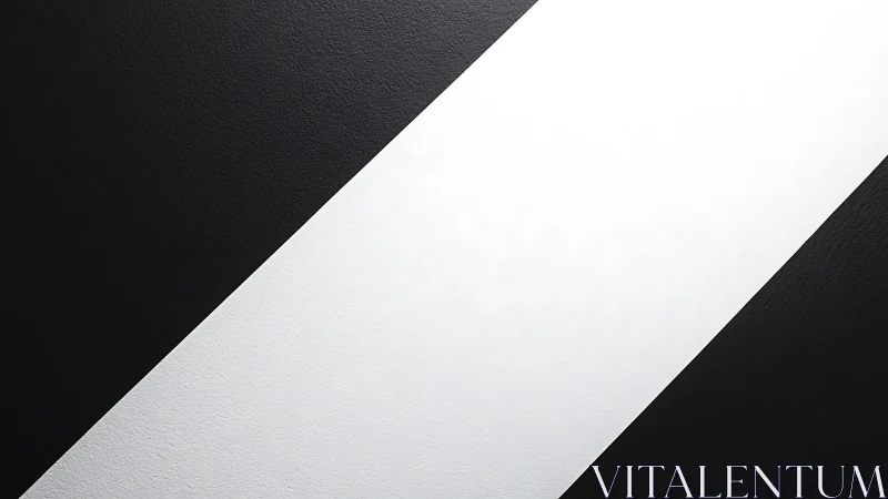 Diagonal black and white geometric bands define stark contrast