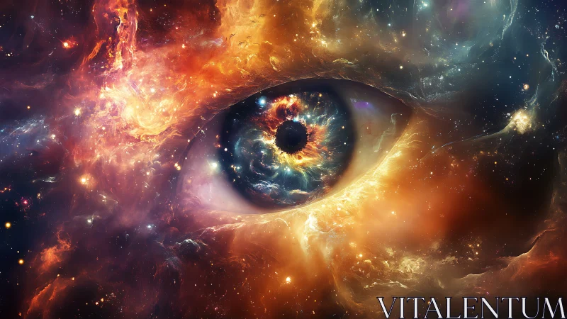 Cosmic eye gazing through swirling galaxies and stardust.