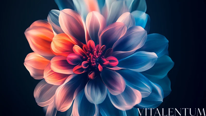 Digitally rendered dahlia with radial gradient lighting effects