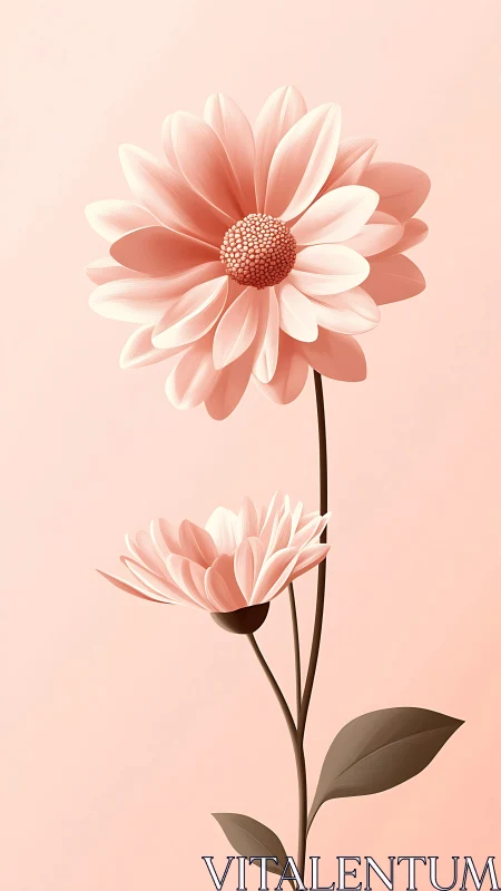 Coral Daisy Illustration with Layered Petals and Soft Gradient Rendering.