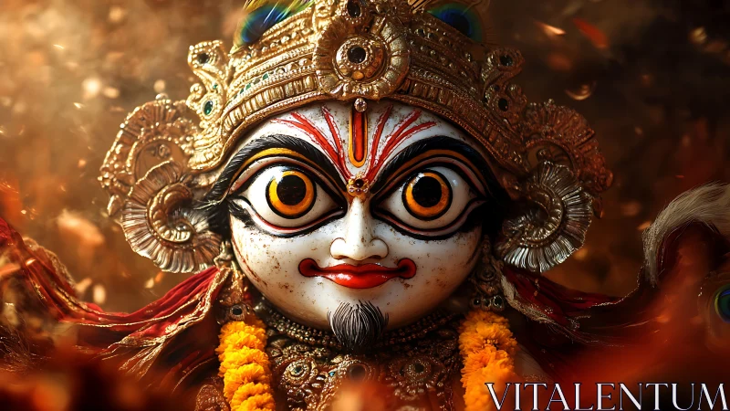 Ornate devotional idol with hyper-detailed ocular focus.