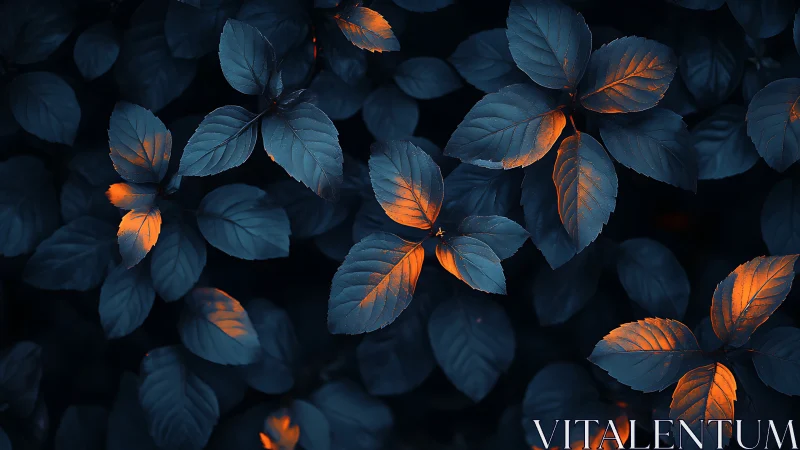 Dark foliage glows with selective orange bioluminescent light