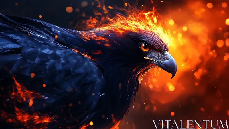 Majestic Fiery Phoenix in Dark Fantasy Style with Vivid Flames.