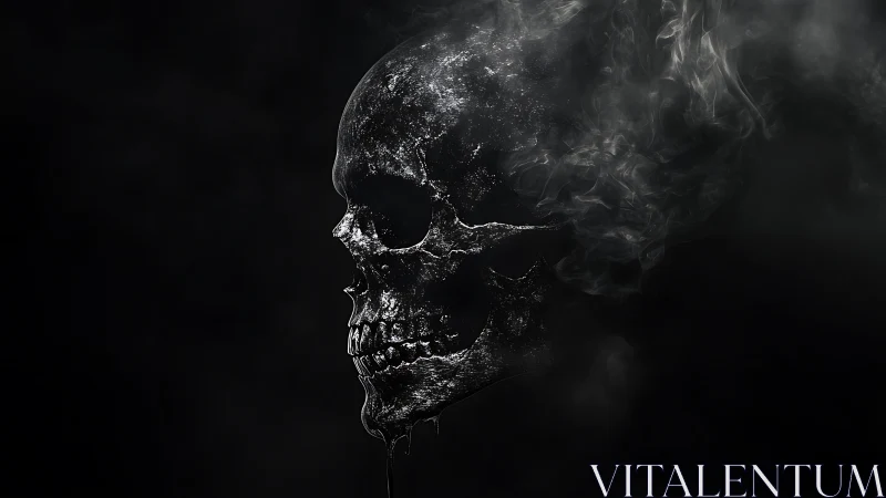 Midnight skull in drifting smoke and cinematic shadow.