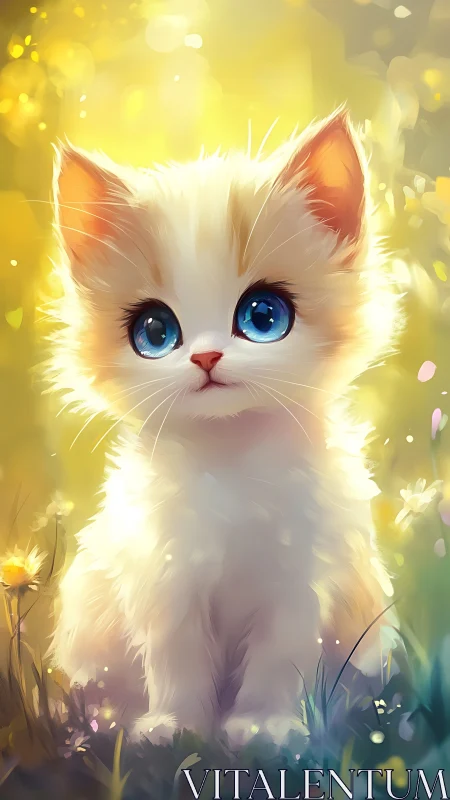 Luminous Kitten: Eyes of Crystalline Blue Wonder.