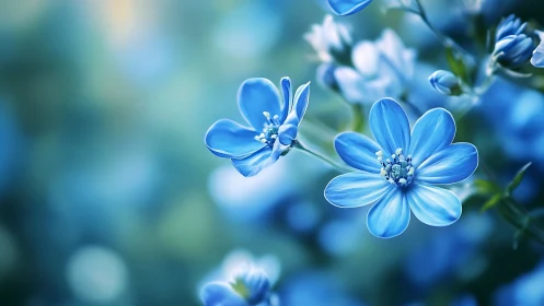 Delicate Blue Flowers in Soft Focus Garden Setting