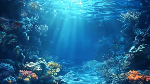 Sunlit coral kingdom where quiet blue currents dream.