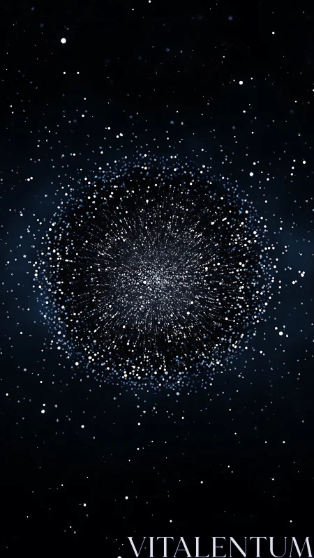 Radial starfield burst with dense central particle cluster.
