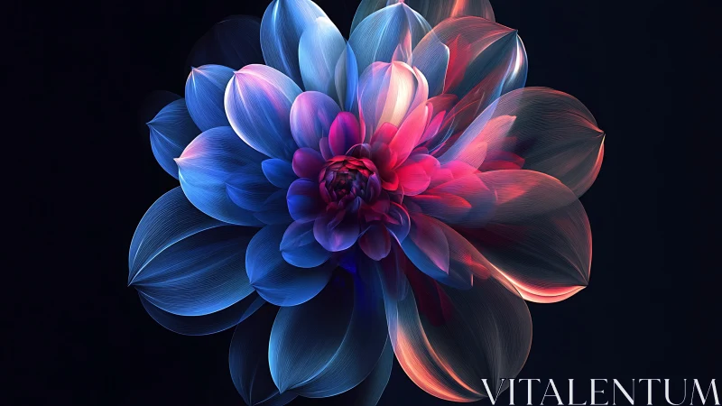 Digital flower structure with chromatic gradient overlay