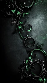 Curved metallic foliage scrolls intersect textured dark ground