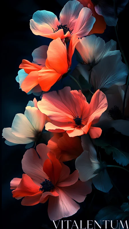 Luminescent Poppy Arrangement: Volumetric Light Study.