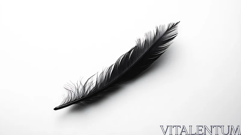 Midnight feather drifting across a paper-bright silence.