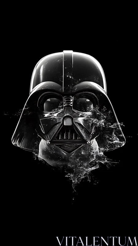 Monochrome sci‑fi helmet rendered with high‑gloss 3D effects