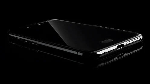 Professional 3D Rendered Smartphone with Glossy Black Finish and Chrome Details.