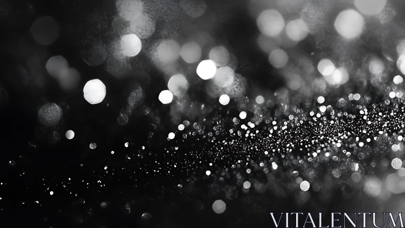 Defocused monochrome light particles in diagonal alignment.