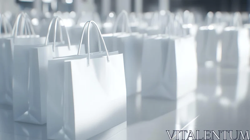 Monochrome laminated shopping bags in soft studio bokeh field