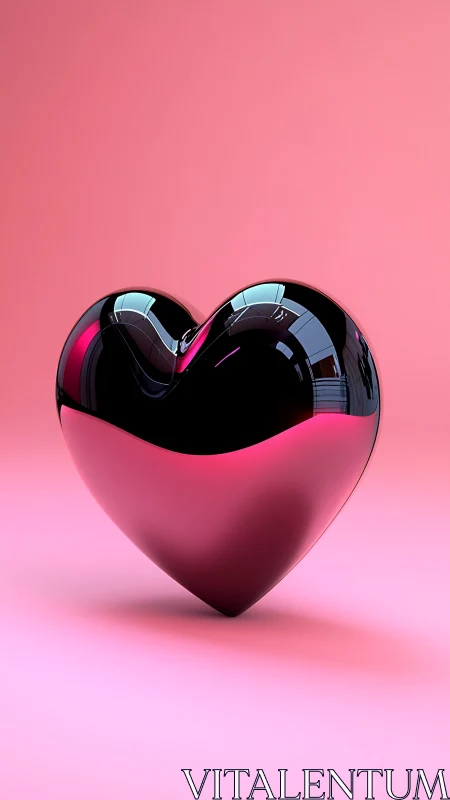 Polished Obsidian Heart Form with Metallic Gloss Finish