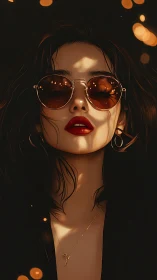 Cool evening glow on a confident woman in sunglasses.