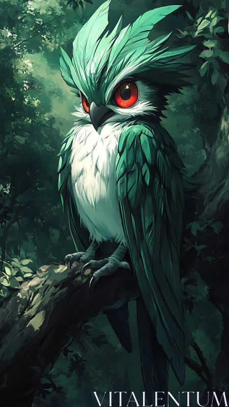 Forest emerald owl quietly rehearses its midnight prophecy