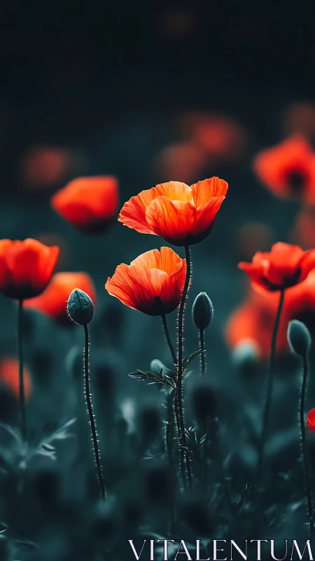 Red Poppies with Bokeh Backdrop.