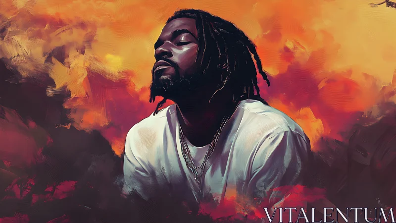 Digital portrait of man in white shirt with vivid backdrop.