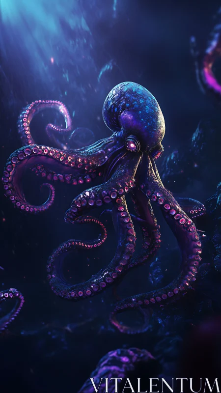 Gentle glowing octopus drifting through a dreamy deep sea.