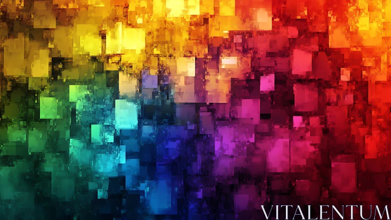 Chromatic pixel blocks forming vibrant abstract gradient.