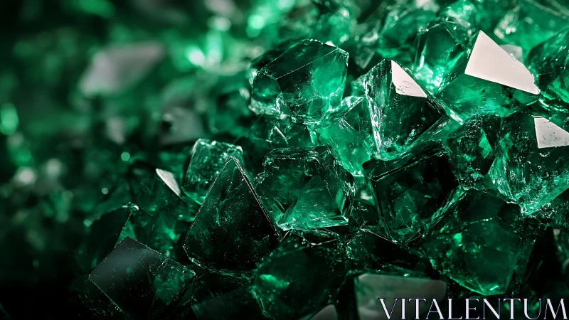 Emerald crystal cluster under dramatic macro light.