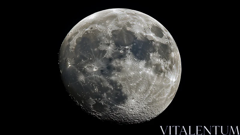 Detailed full moon close up with craters and dark mares.