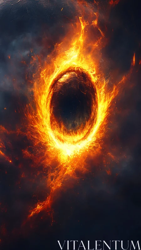 Elliptical plasma vortex burns through dark cosmic smoke field