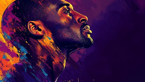 Vibrant side profile portrait in bold neon colors.