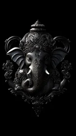 Midnight metal Ganesha emerges from shadowed ornament