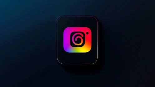 Instagram Logo Icon Display Centered Against Dark Blue Background.