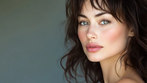 Woman with wavy dark hair looks toward camera in profile