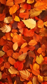 Cozy quilt of autumn leaves in glowing sunset colors.