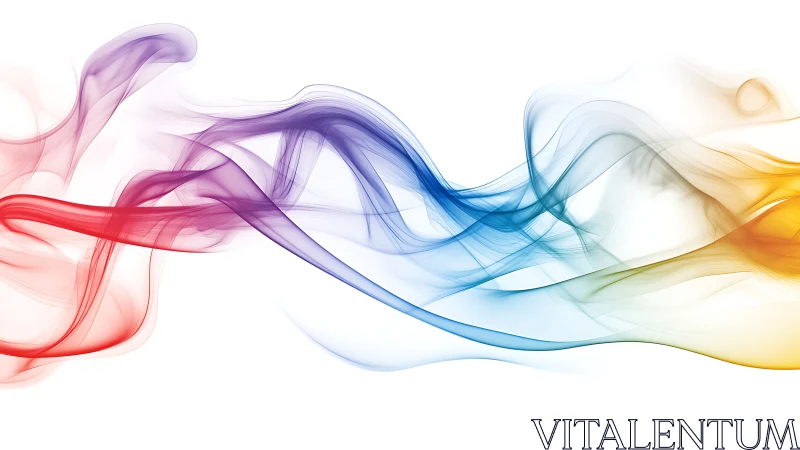 Colorful translucent smoke waves flow across white space