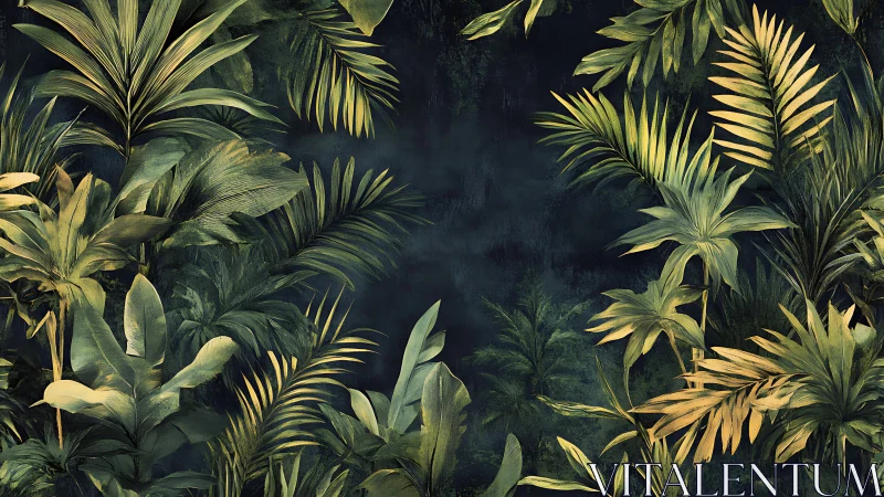 Midnight jungle hush with moonlit palm whispers.