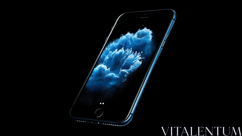 Premium smartphone displaying luminous crystalline particle display animation.