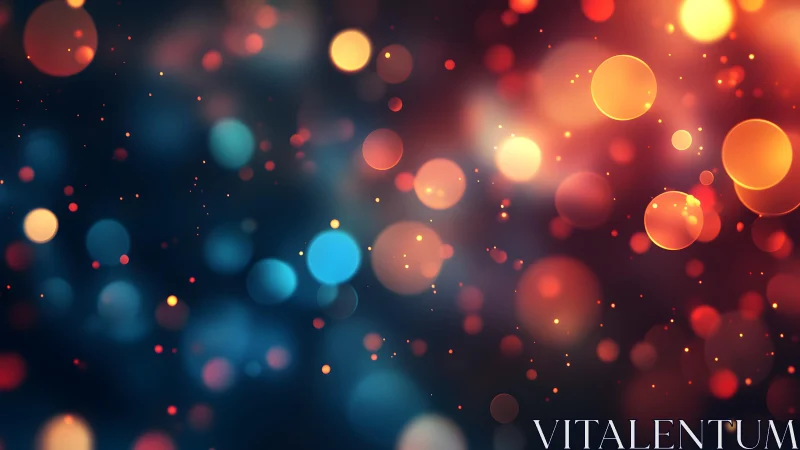 Colorful Abstract Bokeh Lights on Dark Background, Digital Art.