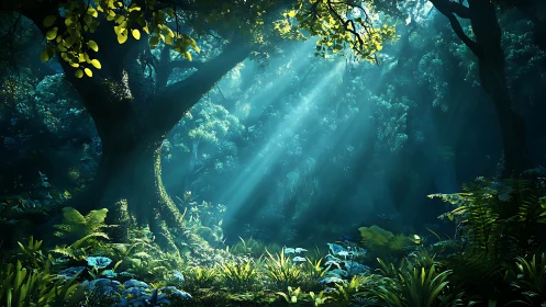 Volumetric Light Diffusion Through Layered Woodland Canopy
