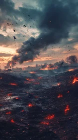 Apocalyptic Battlefield: Rendering of Cataclysmic Devastation.