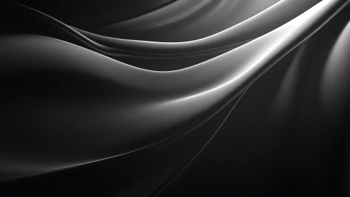 Silken silver waves drift through shadowed monochrome space.